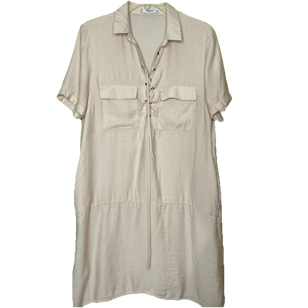 Mango Womens Dress Size 8 Shirt Dress soft peachy pink color